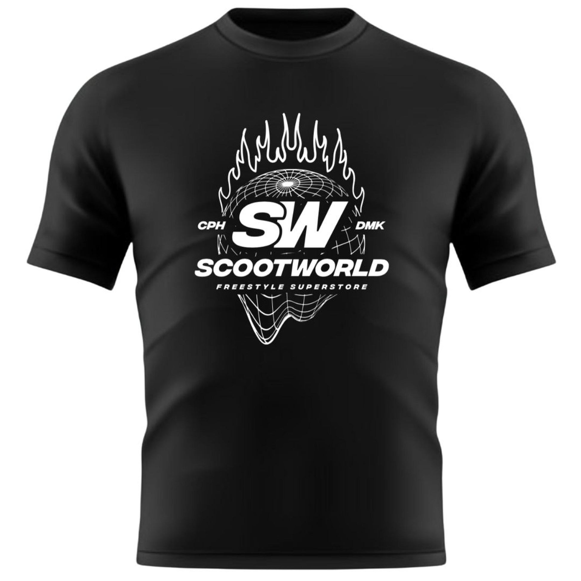 ScootWorld Fire Globe Tshirt - Negro- Scootworld.es