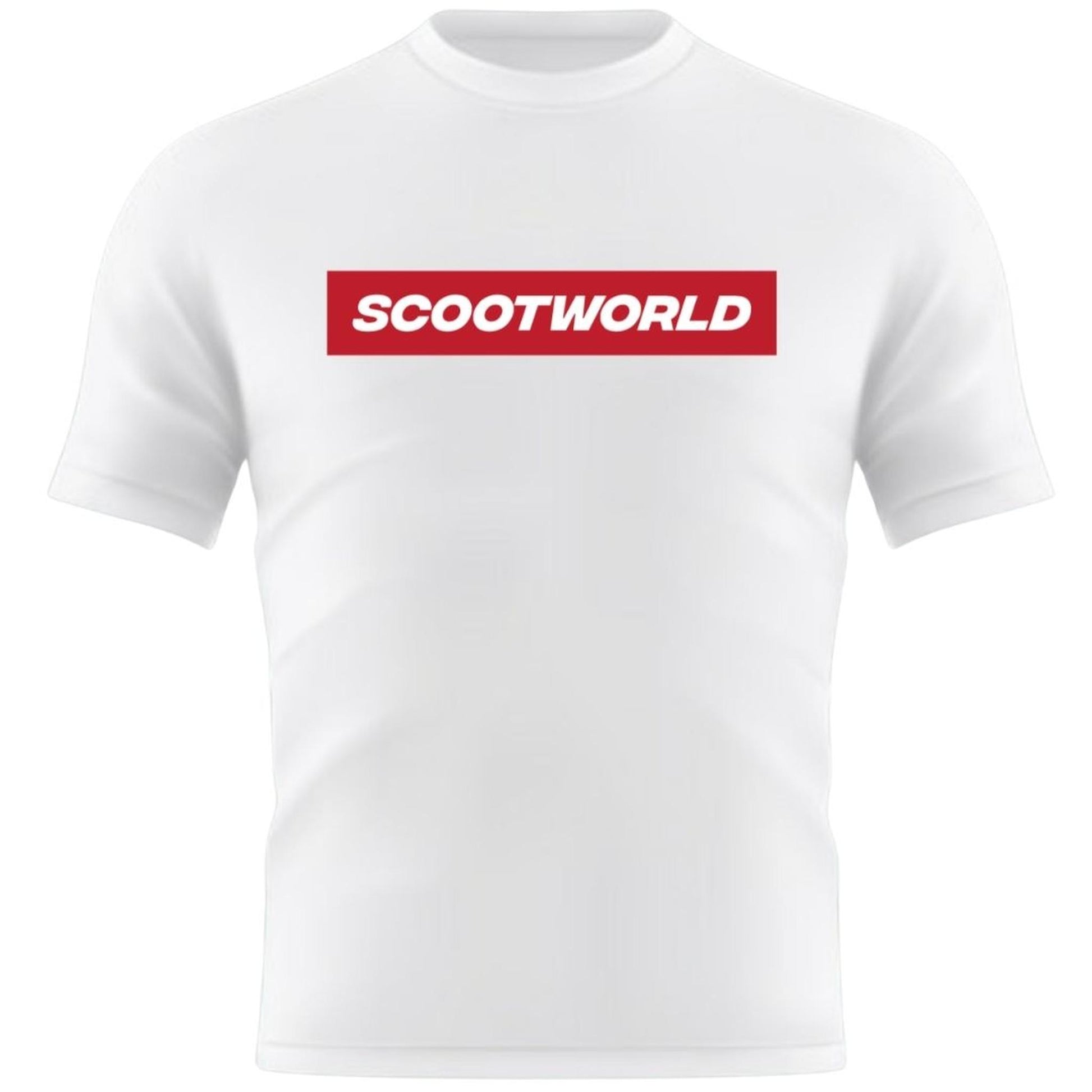 ScootWorld Box Logo Tshirt - Blanco/Rojo- Scootworld.es