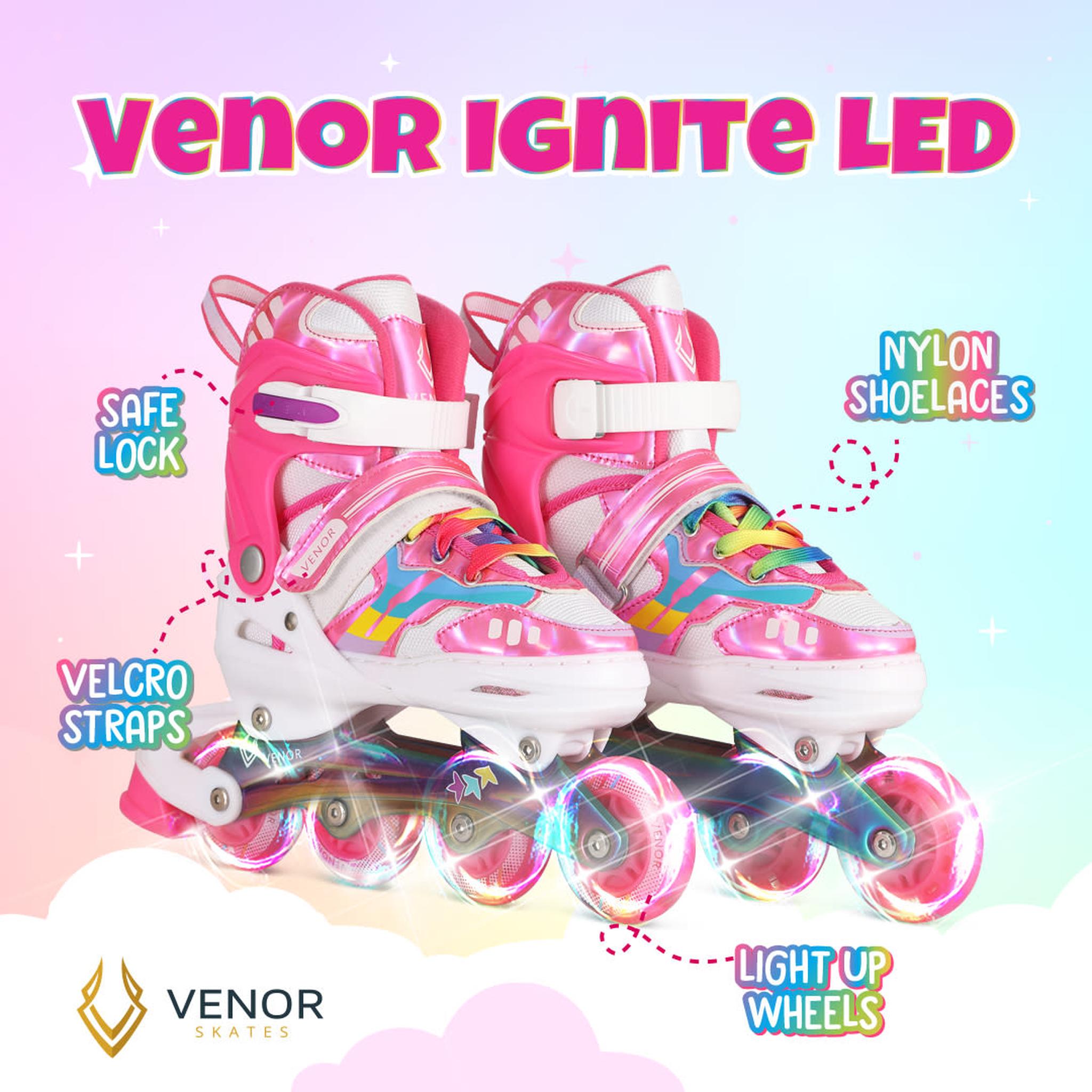 VENOR Ignite LED Patines En Linea - Rosa Brillante- Scootworld.es