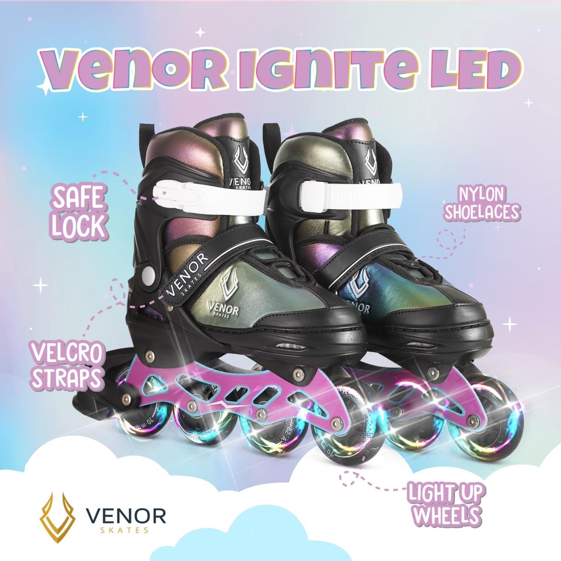 VENOR Ignite LED Patines En Linea - Chameleon Rainbow- Scootworld.es