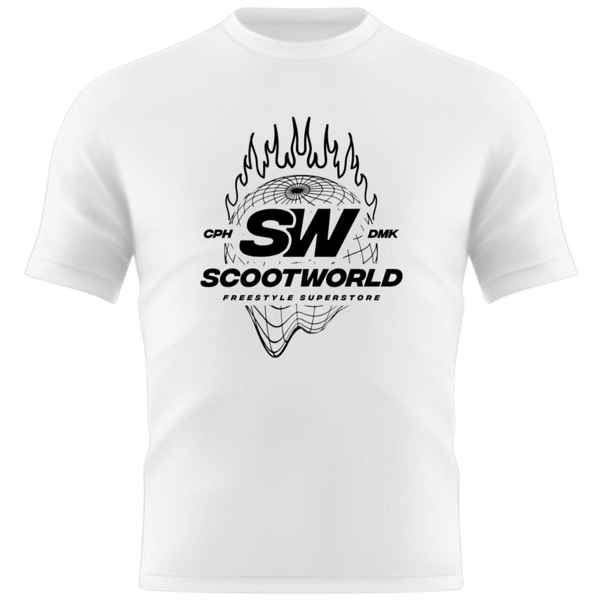 ScootWorld Fire Globe Tshirt - Blanco- Scootworld.es