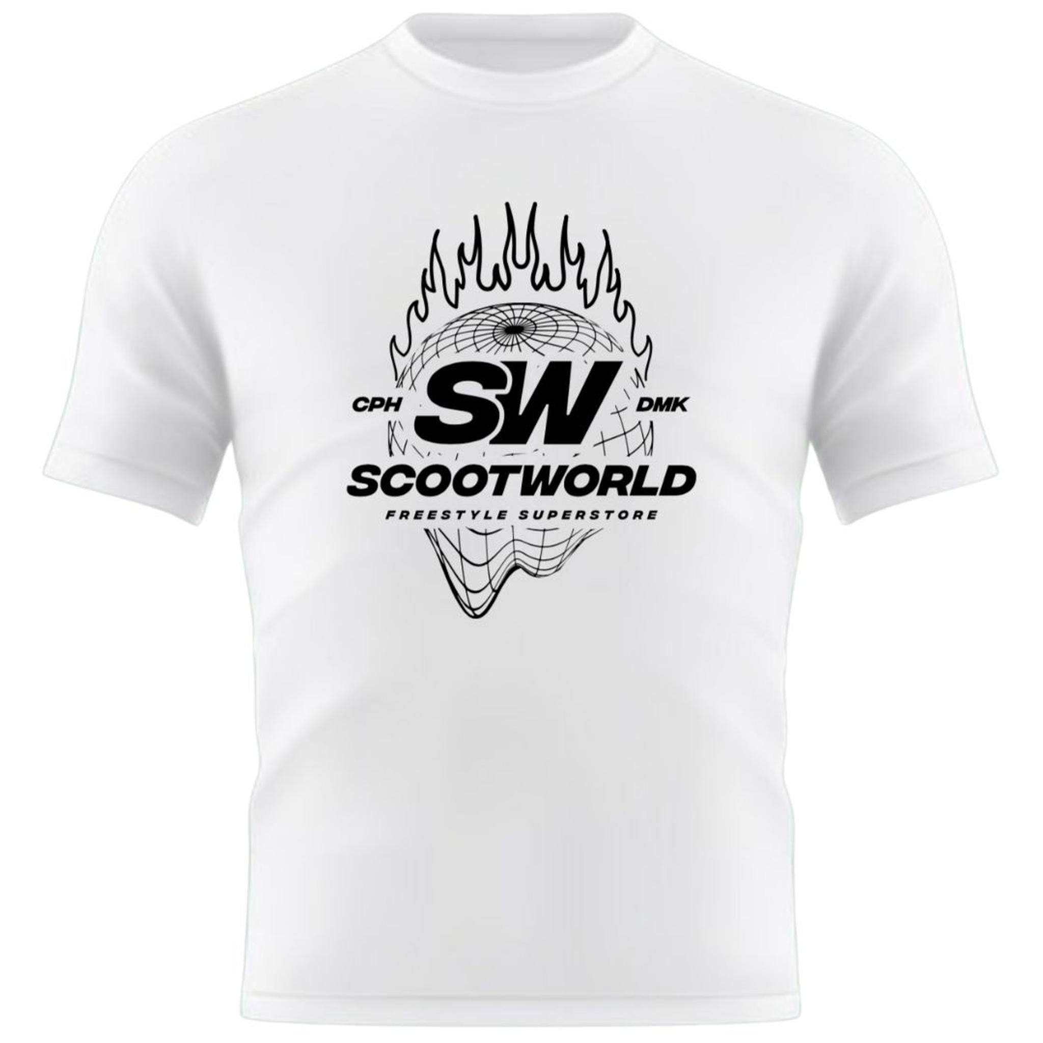 ScootWorld Fire Globe Tshirt - Blanco- Scootworld.es
