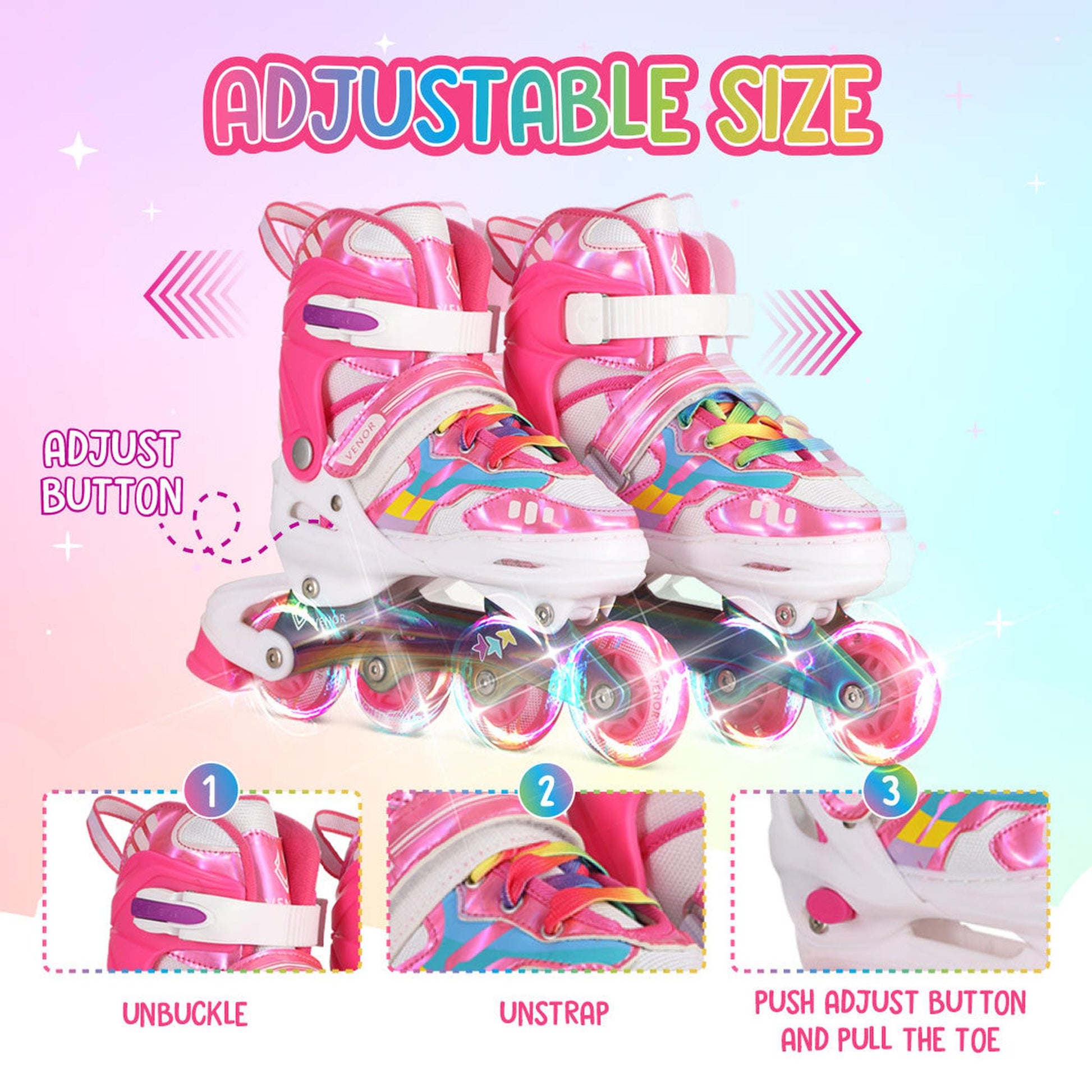 VENOR Ignite LED Patines En Linea - Rosa Brillante- Scootworld.es