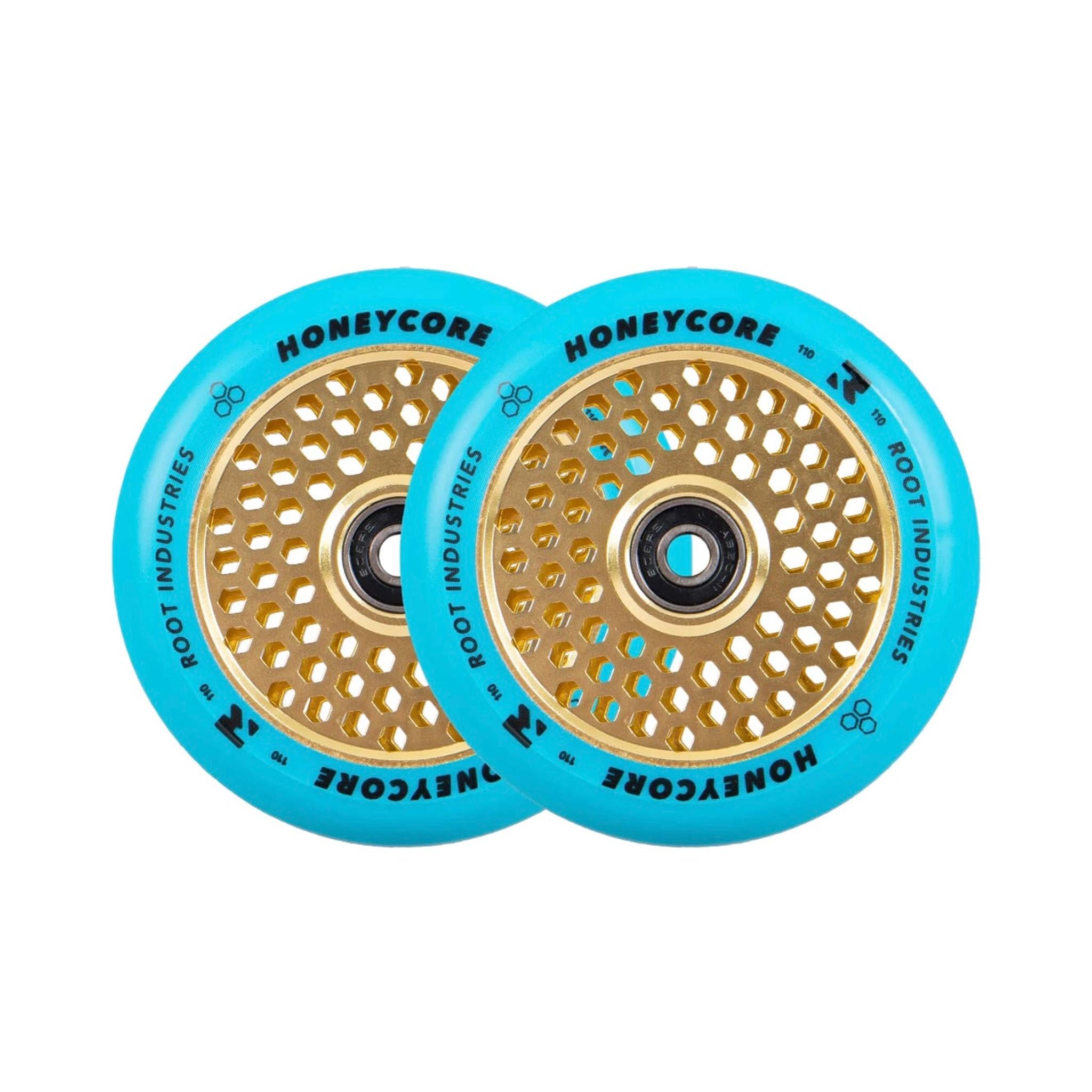 Root Limited Honeycore Ruedas Patinete 2 Piezas (Color: Blue/Yellow)- Scootworld.es