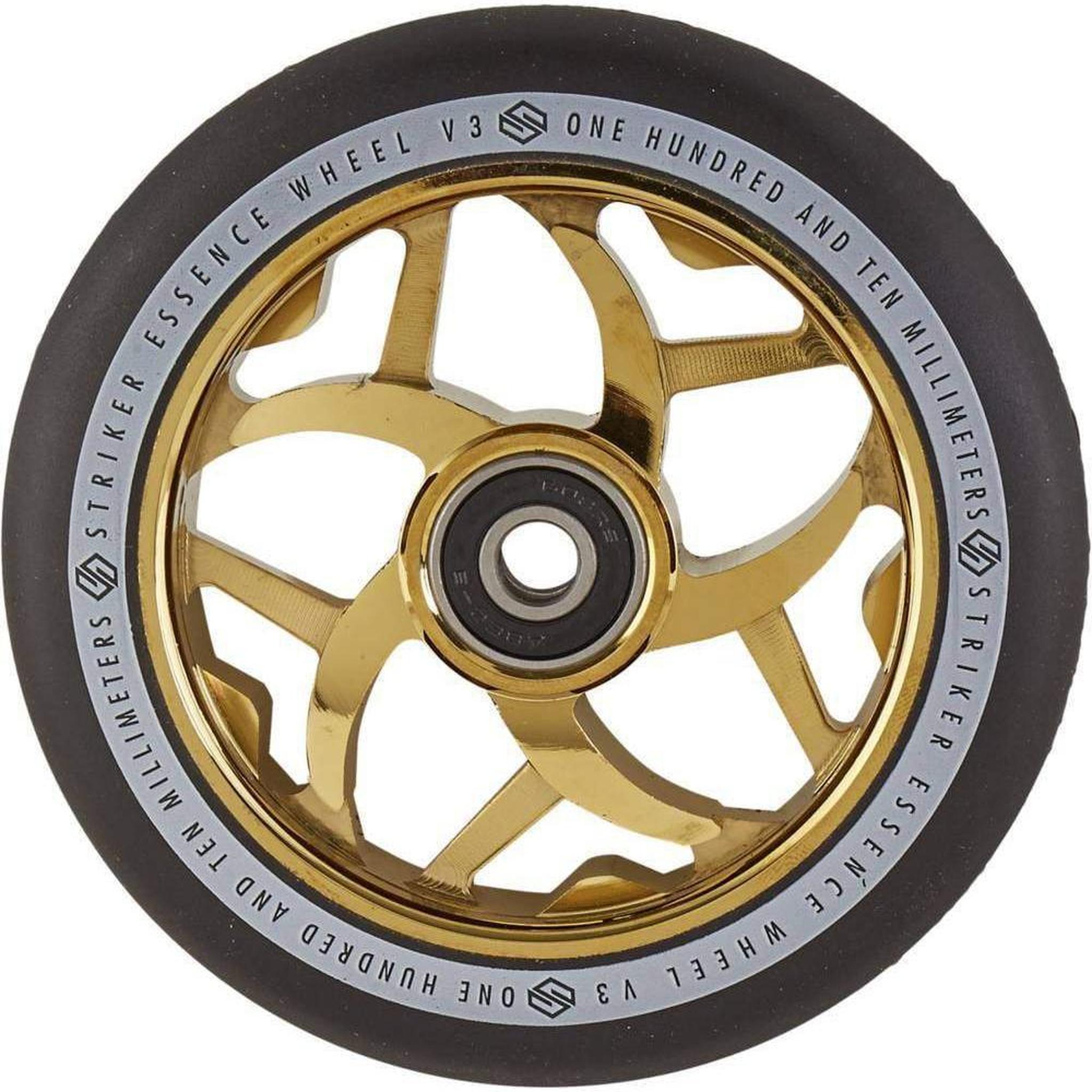 Striker Essence V3 Black PU 110mm Rueda Patinete - Gold Chrome- Scootworld.es