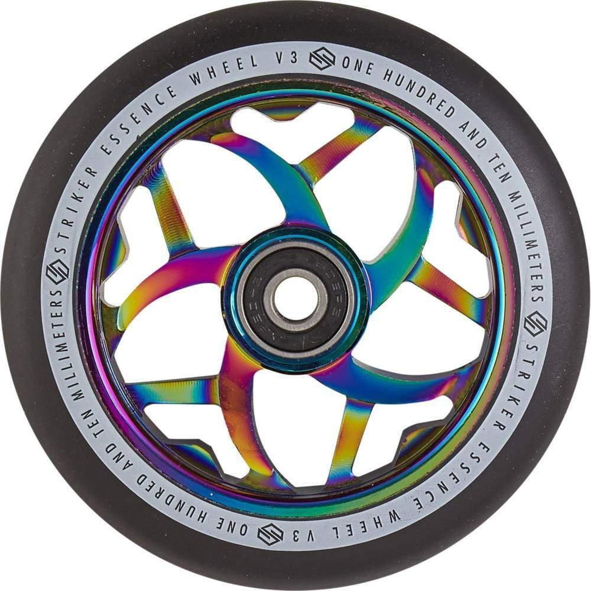 Striker Essence V3 Black PU 110mm Rueda Patinete - Rainbow- Scootworld.es