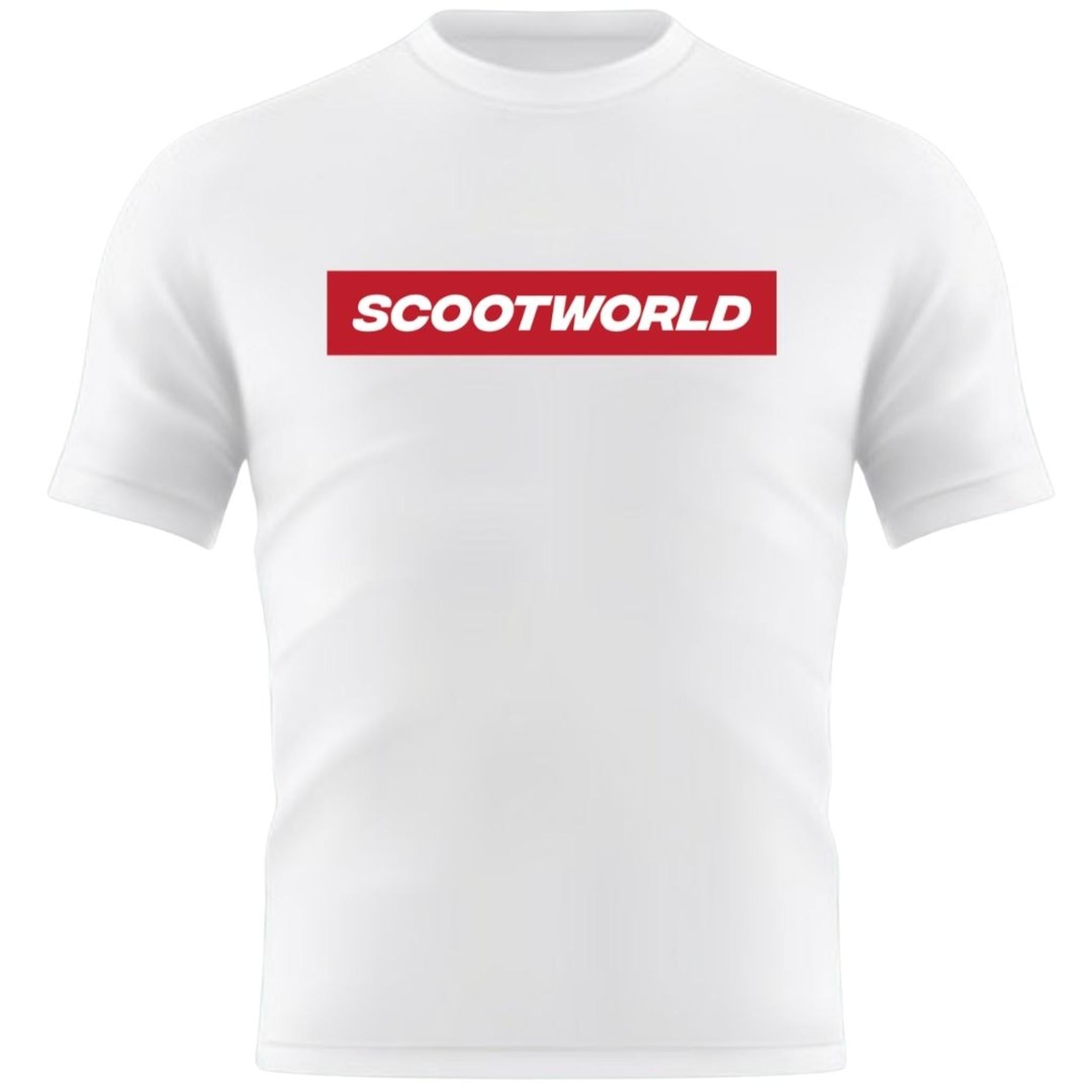 ScootWorld Box Logo Tee - Blanco/Rojo