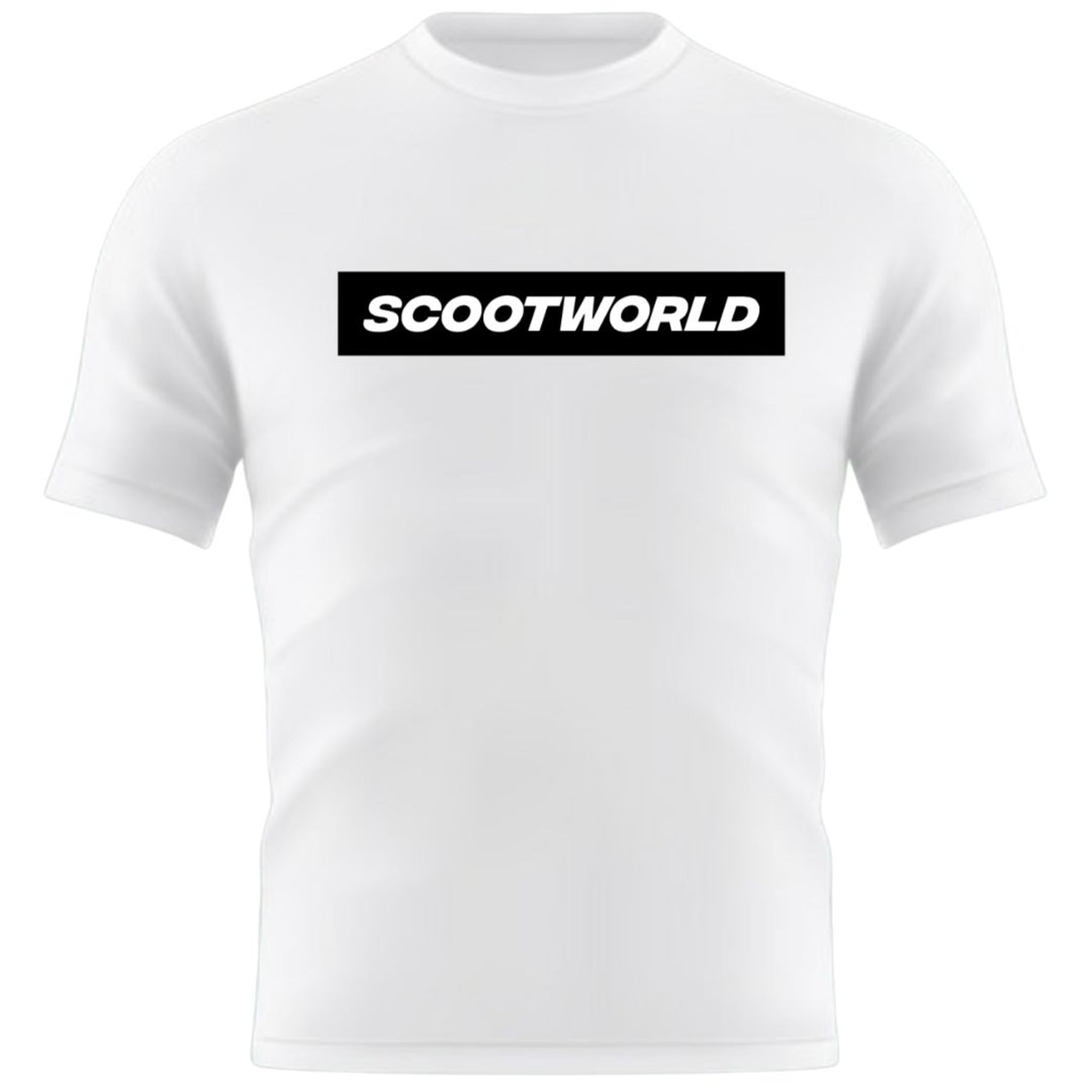 ScootWorld Box Logo Tee - Blanco/Negro