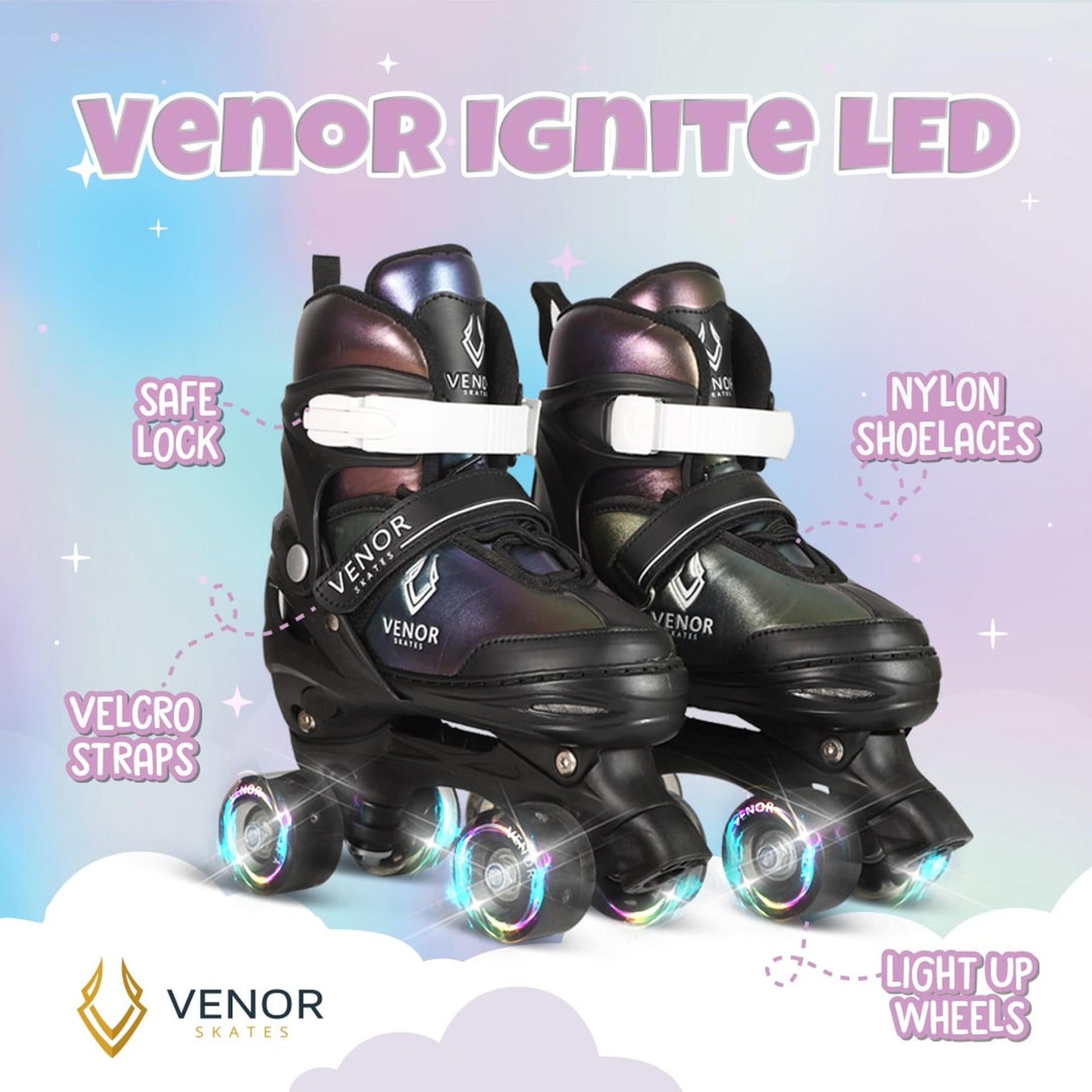 VENOR Ignite LED Patines Quad - Chameleon Rainbow- Scootworld.es