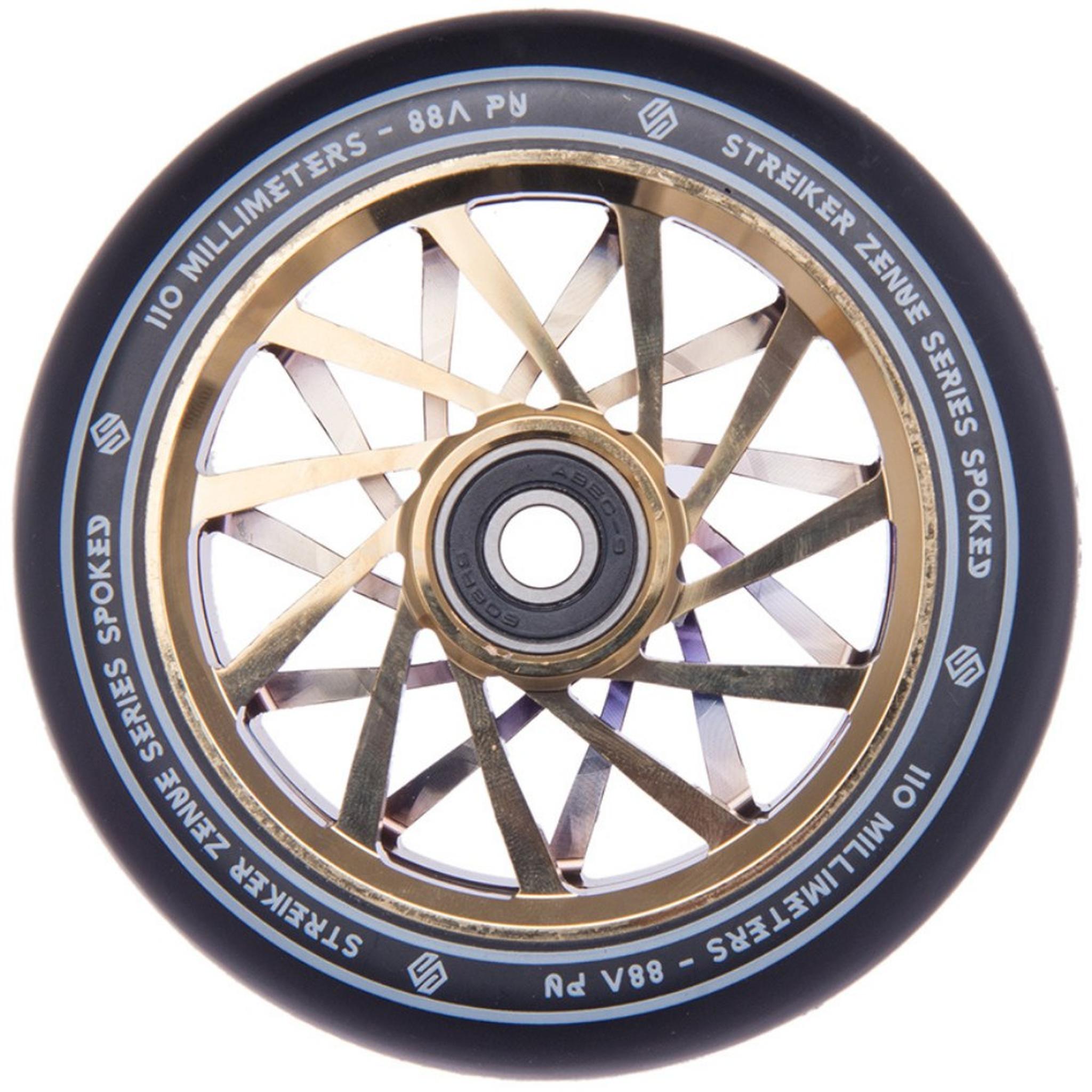 Striker Zenue Series Black PU Rueda Patinete - Gold Chrome- Scootworld.es