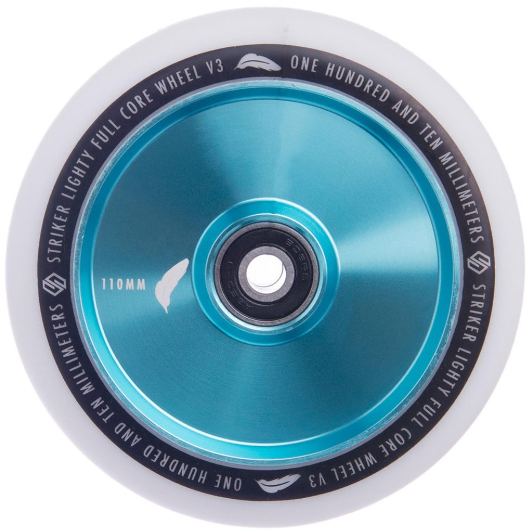 Striker Lighty Fullcore V3 White PU 110mm Rueda Patinete - Verde Turquesa- Scootworld.es