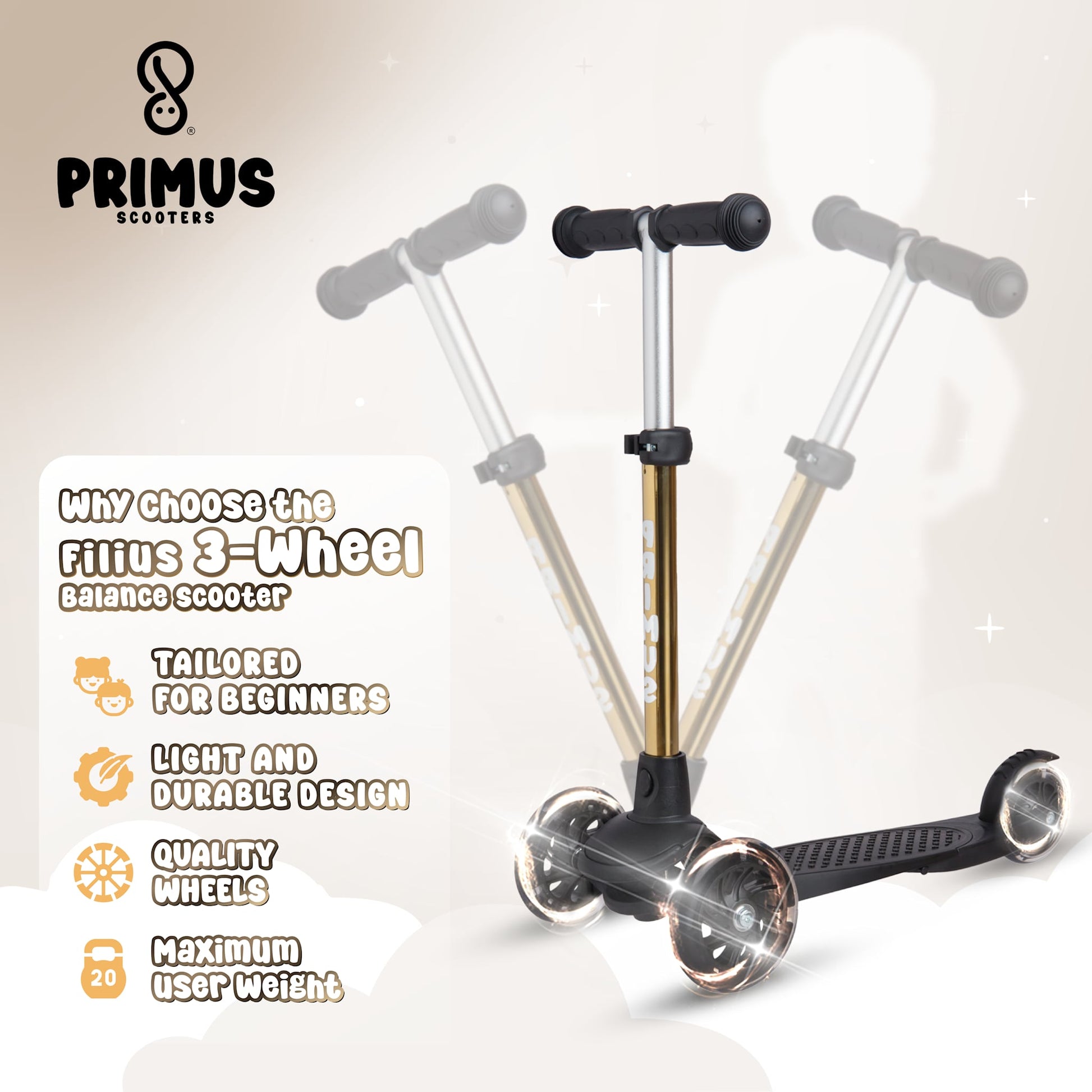 Patinete Infantil Primus Filius - Gold Chrome- Scootworld.es