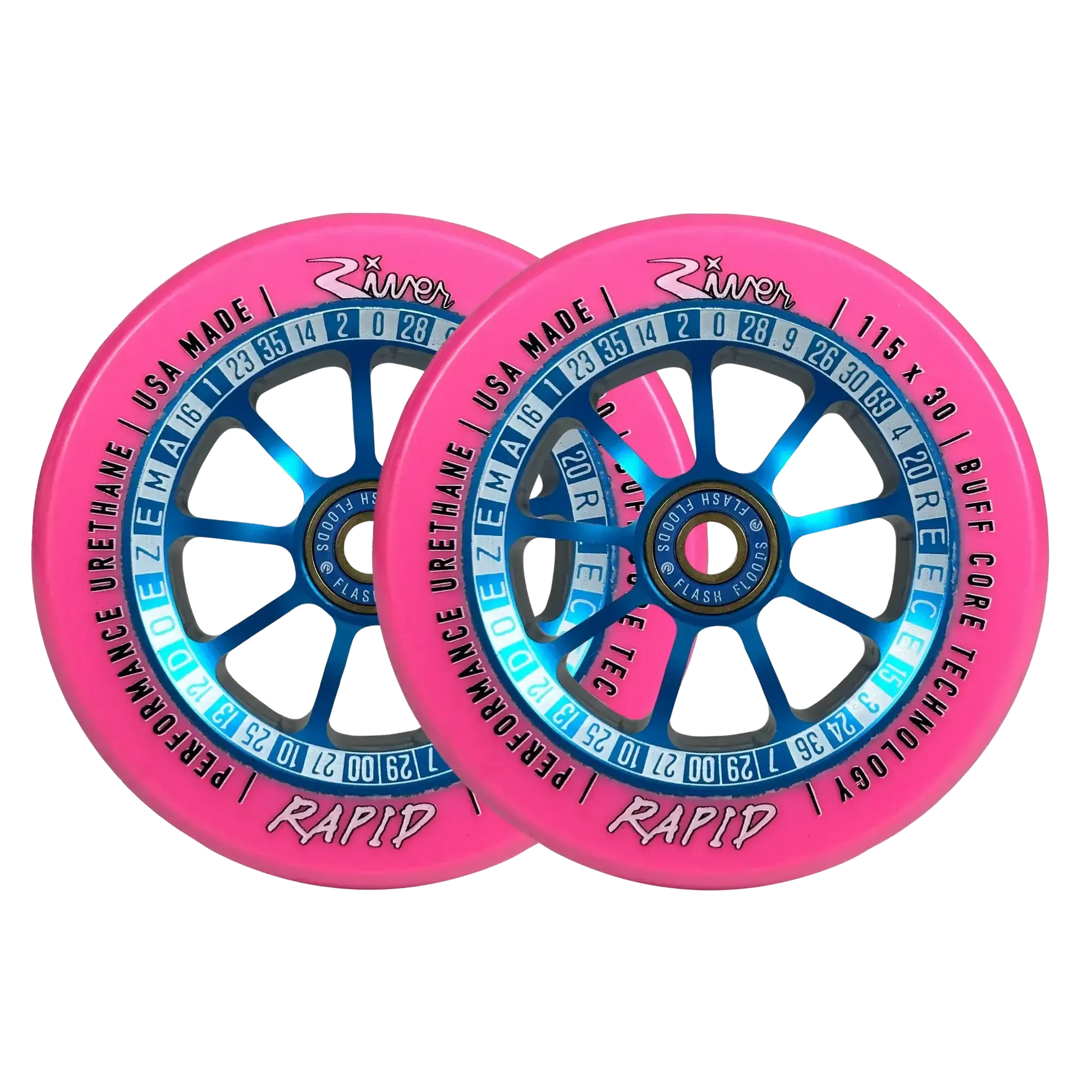 River Rapid Ruedas Patinete 2 Piezas (115mm - Roulette)- Scootworld.es