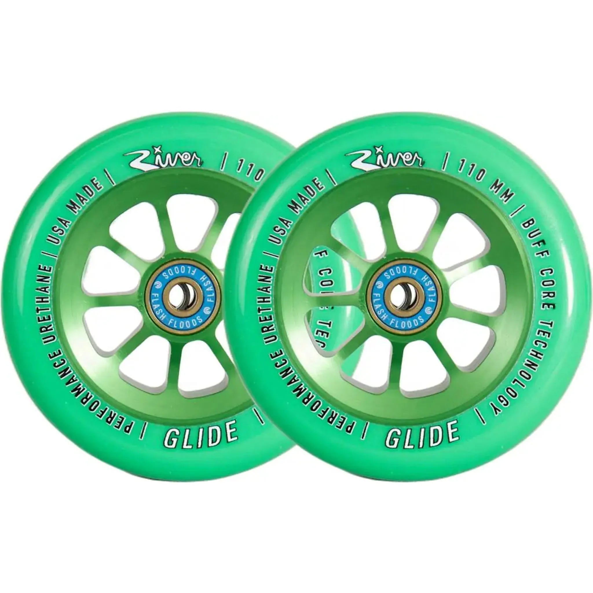 River Naturals Glide Rueda Patinete 2 Unidades (110mm - Emerald)