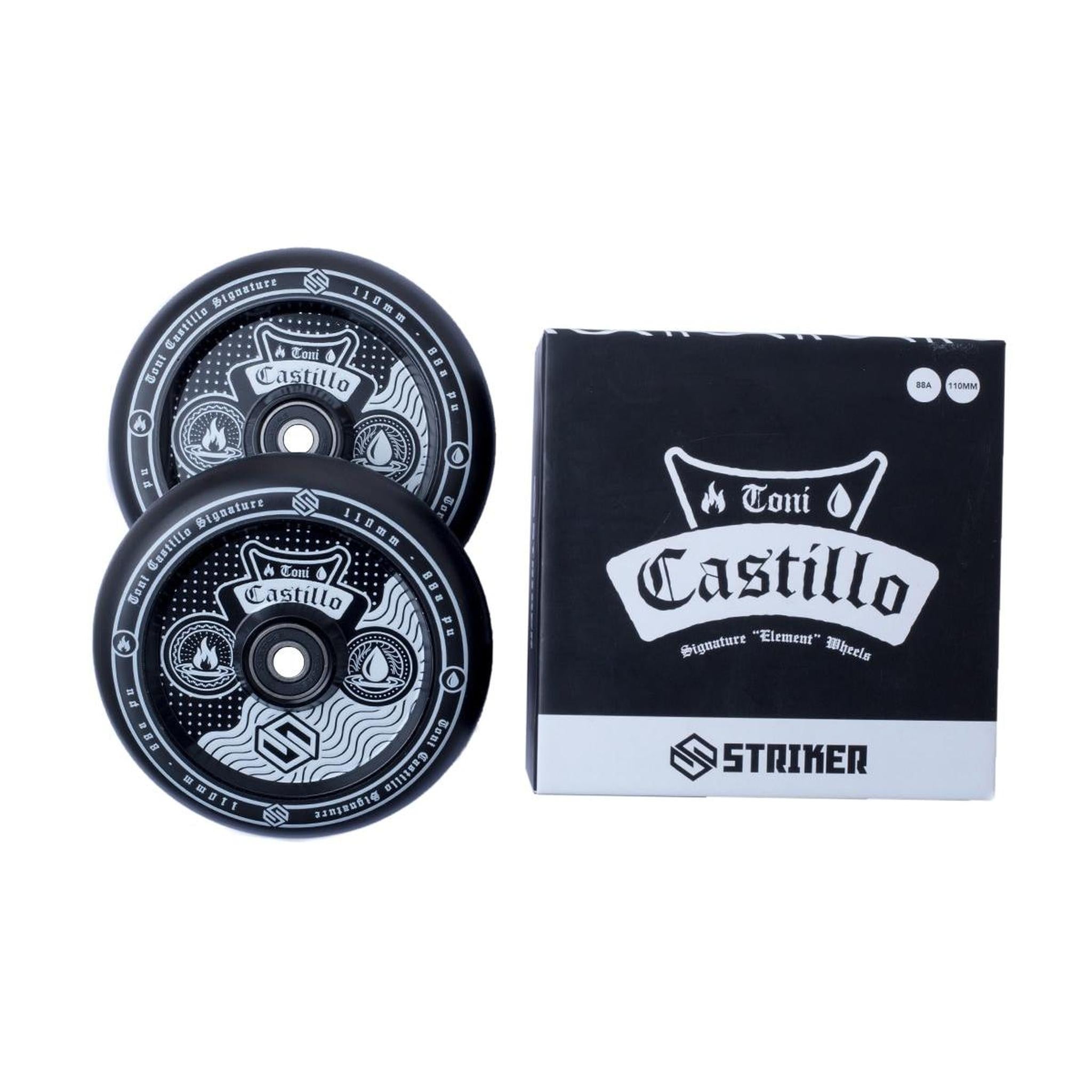 Striker Toni Castillo 110mm Ruedas Patinete 2 Piezas - Negro/Blanco- Scootworld.es
