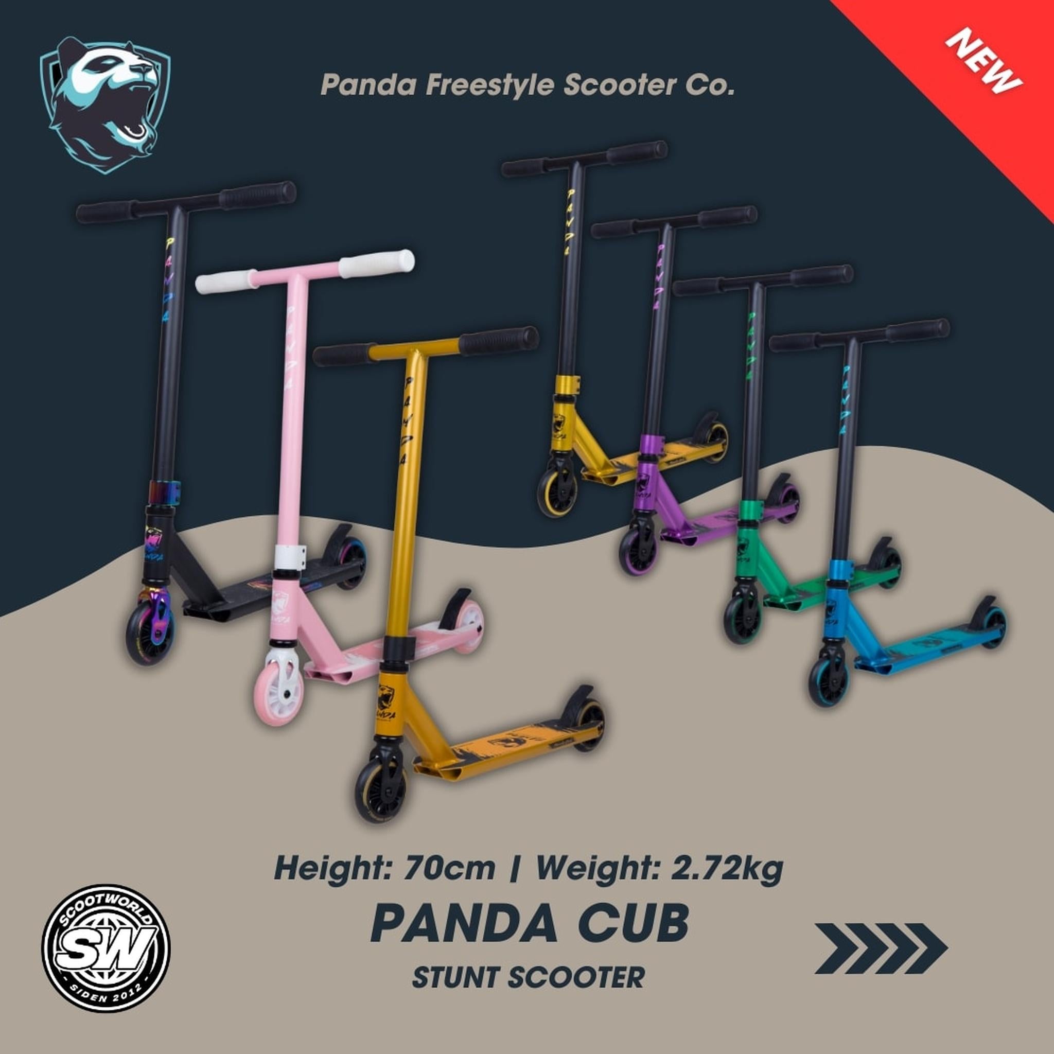 Panda Cub Scooter Freestyle - Negro/Gris- Scootworld.es