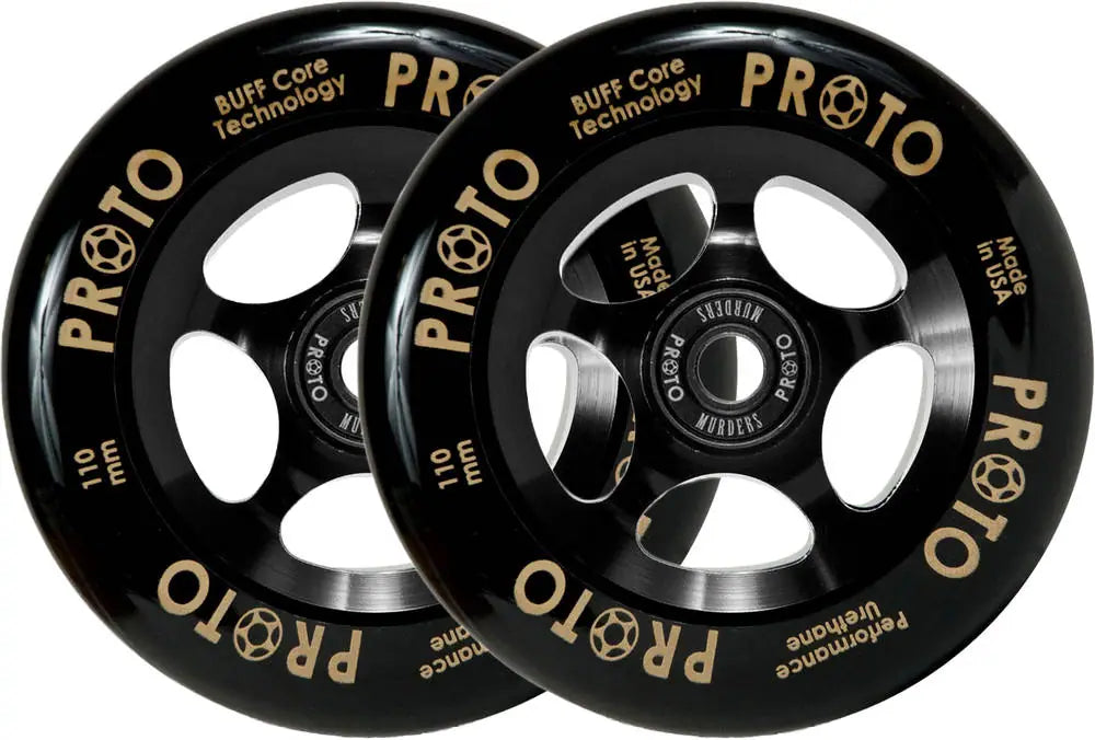 Proto Spoked Grippers Ruedas Patinete 2 Piezas - Black On Black