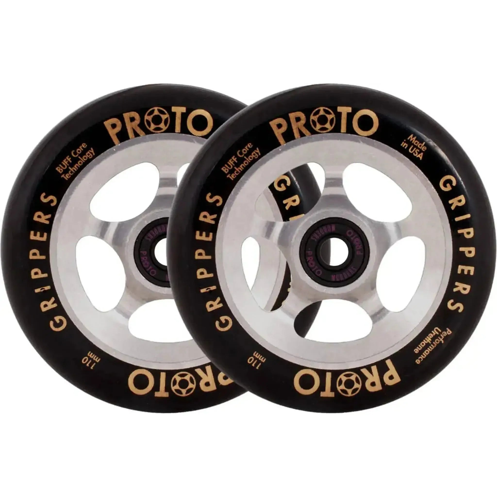 Proto Spoked Grippers Ruedas Patinete 2 Piezas - Black On Raw- Scootworld.es