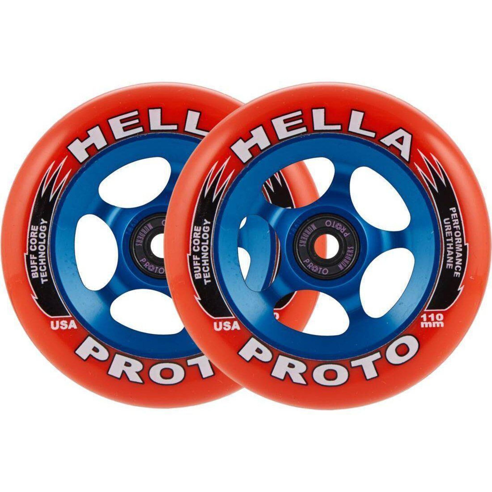 Proto X Hella Grip Ruedas Til Scooter 2-Pak - Red On Blue- Scootworld.es