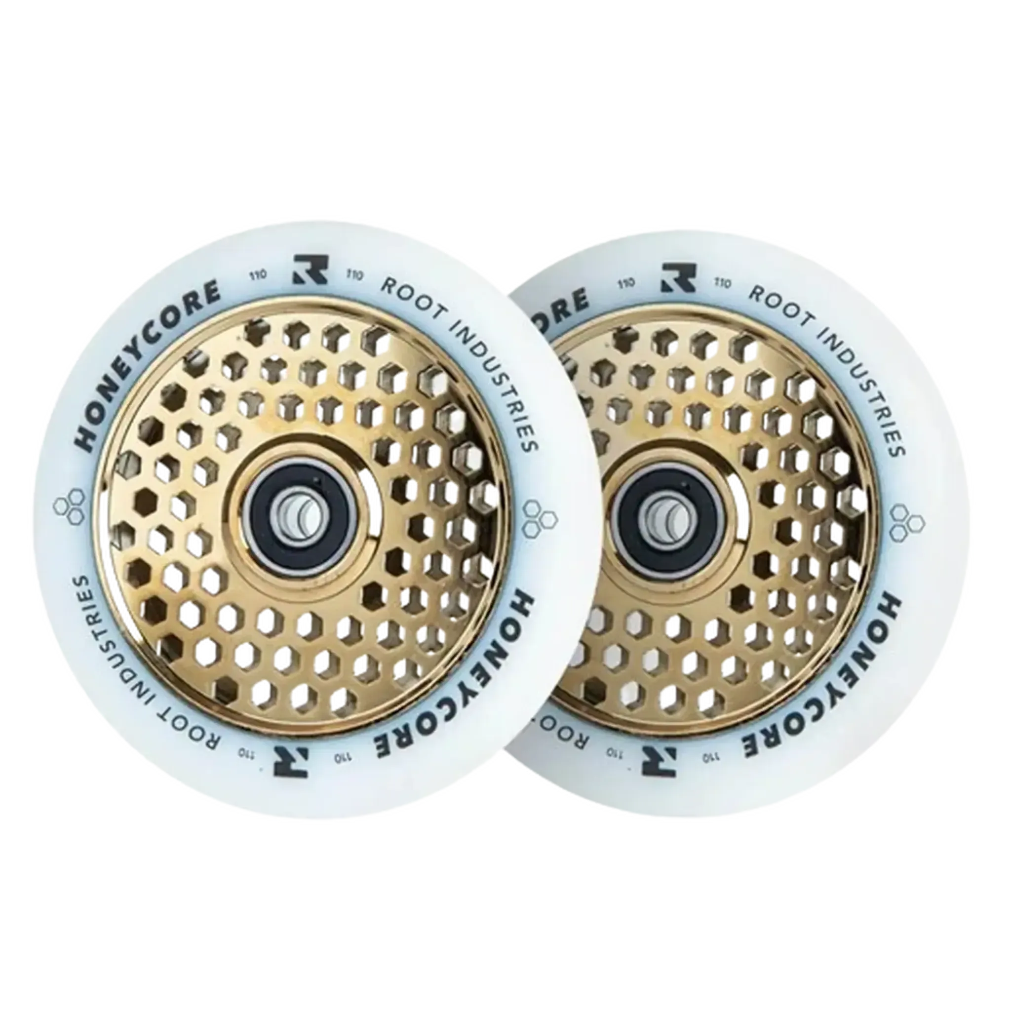 Root Honeycore Blanco 110mm Ruedas Patine - Oro- Scootworld.es