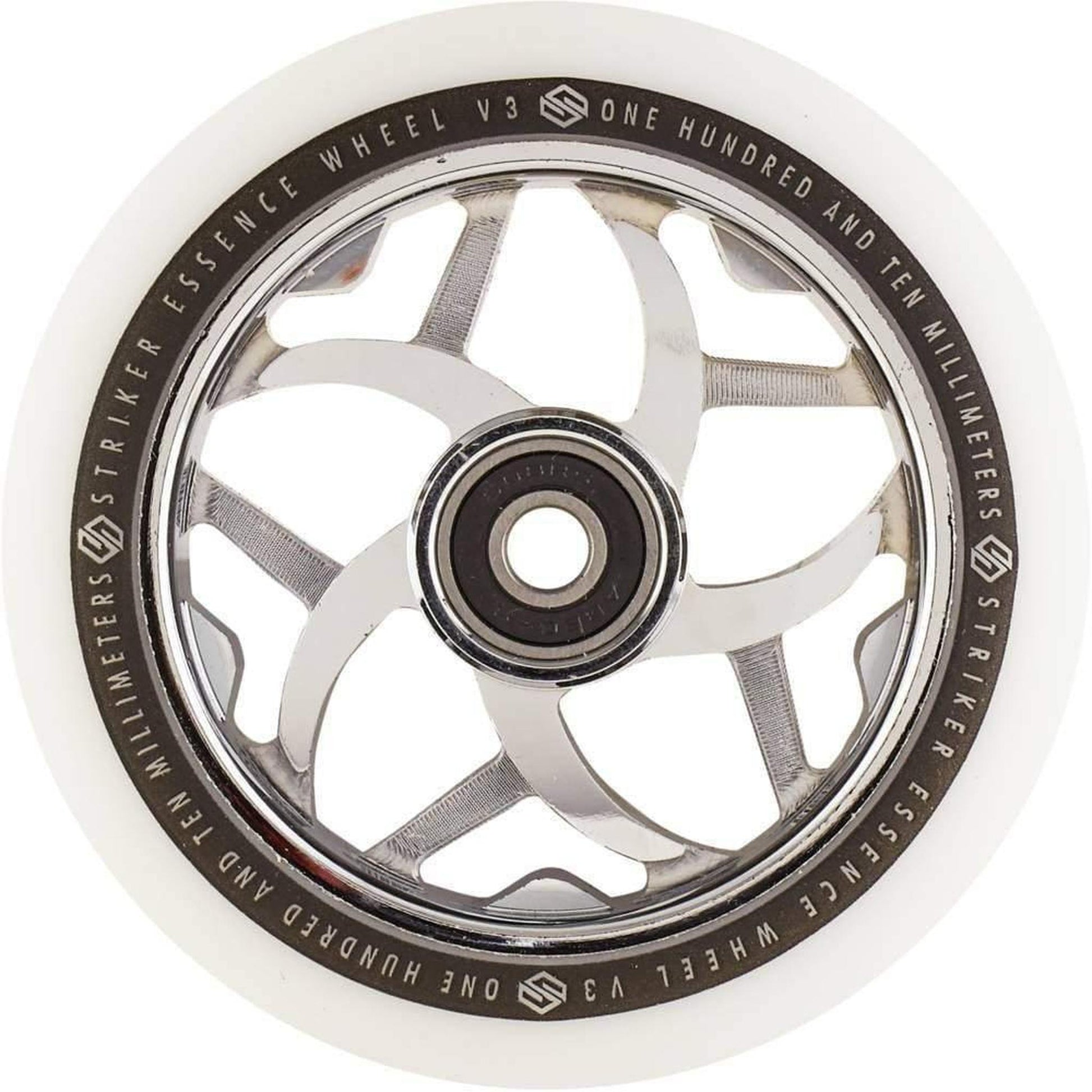 Striker Essence V3 White PU 110mm Rueda Patinete - Cromado- Scootworld.es