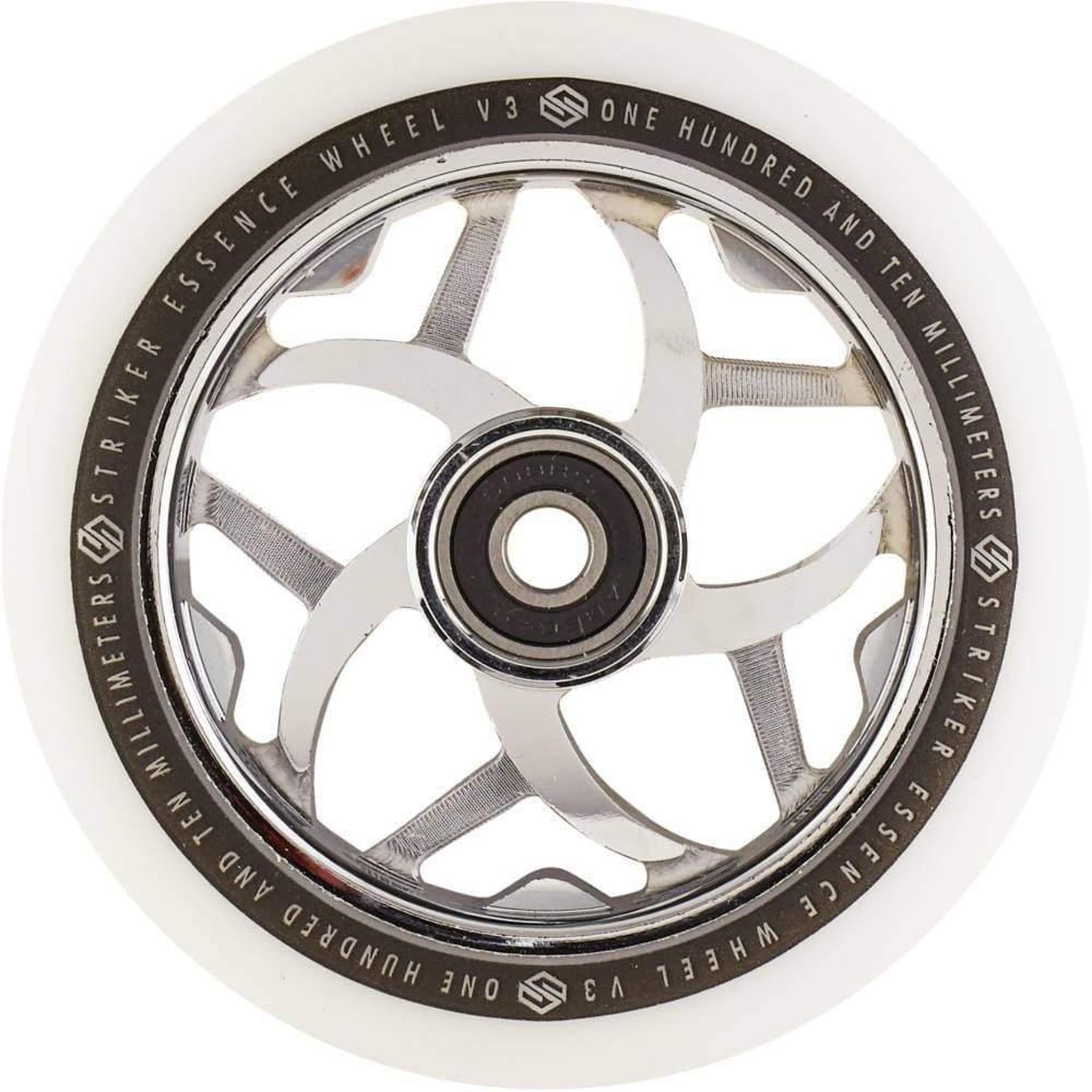 Striker Essence V3 White PU 110mm Rueda Patinete - Cromado- Scootworld.es