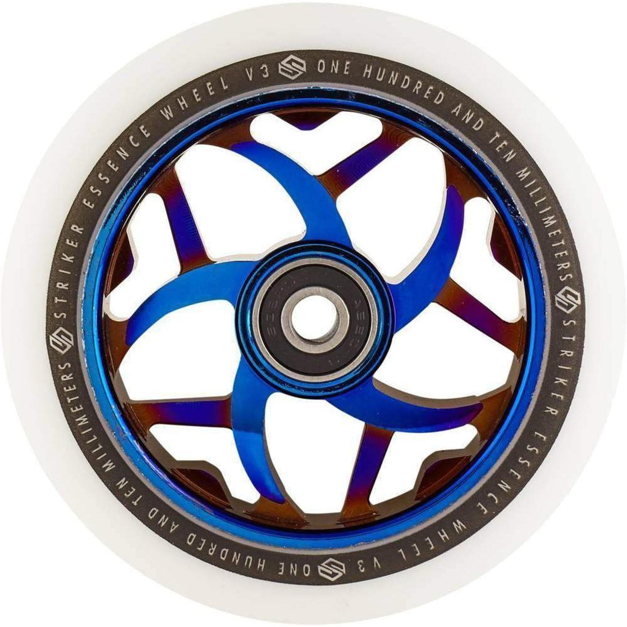 Striker Essence V3 White PU 110mm Rueda Patinete - Azul Cromo- Scootworld.es