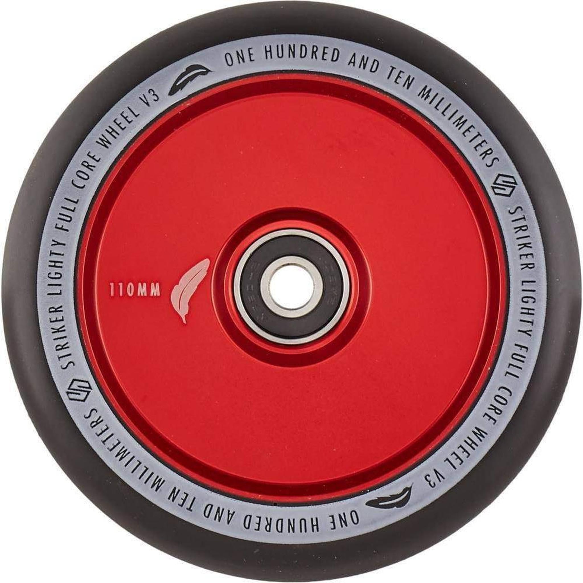 Striker Lighty Fullcore V3 Black PU 110mm Rueda Patinete - Rojo- Scootworld.es