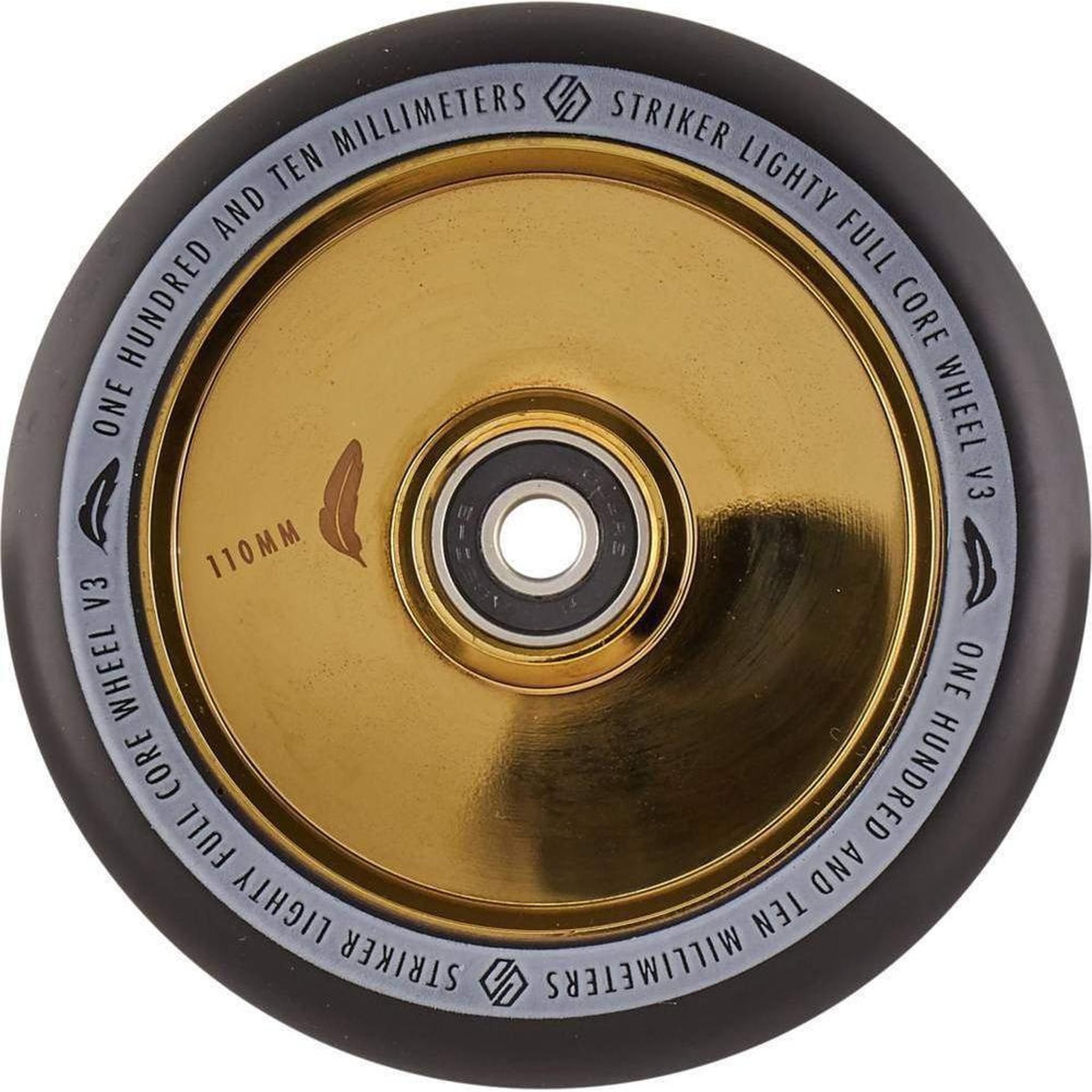 Striker Lighty Fullcore V3 Black PU 110mm Rueda Patinete - Gold Chrome- Scootworld.es