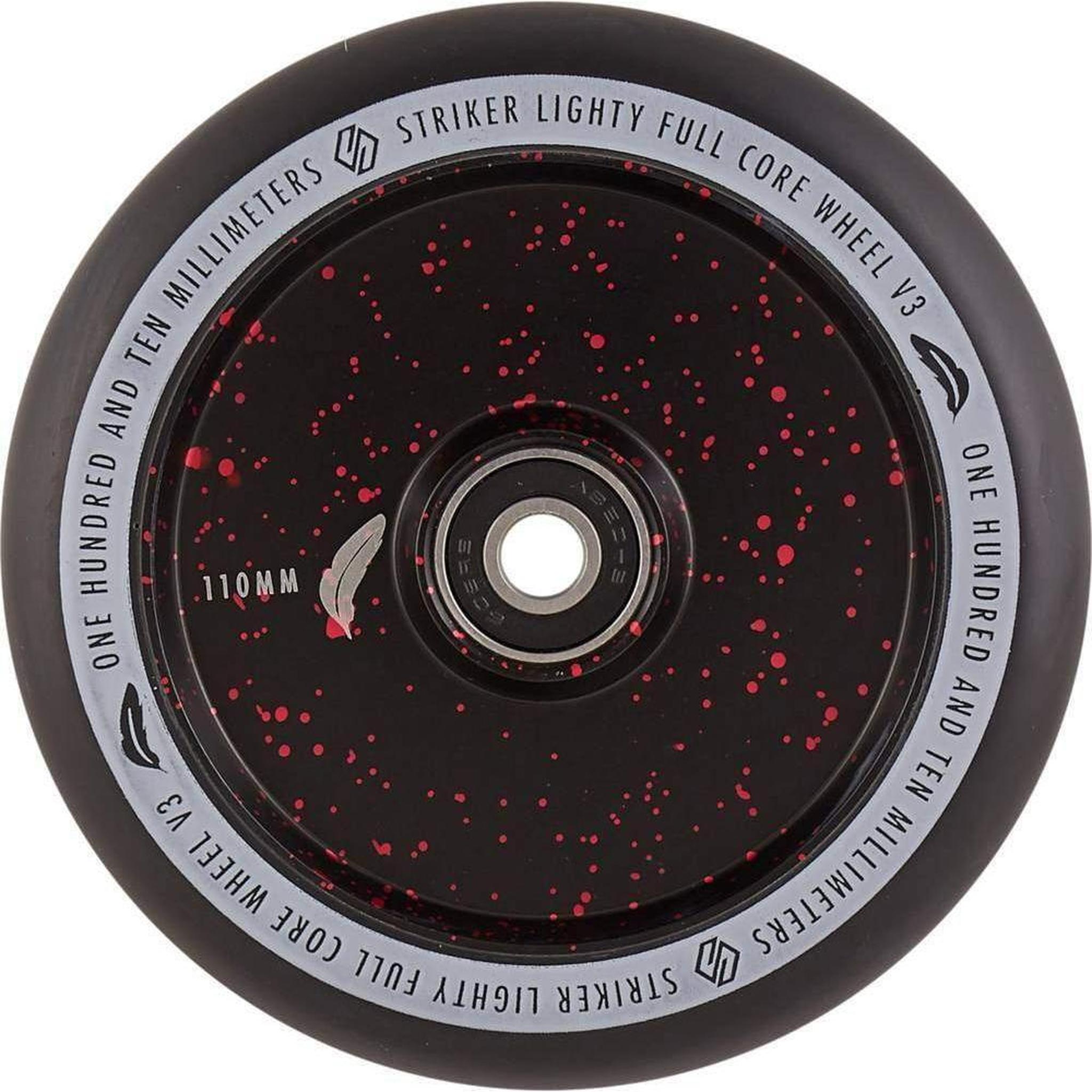 Striker Lighty Fullcore V3 Black PU 110mm Rueda Patinete - Splash Negro/Rojo- Scootworld.es