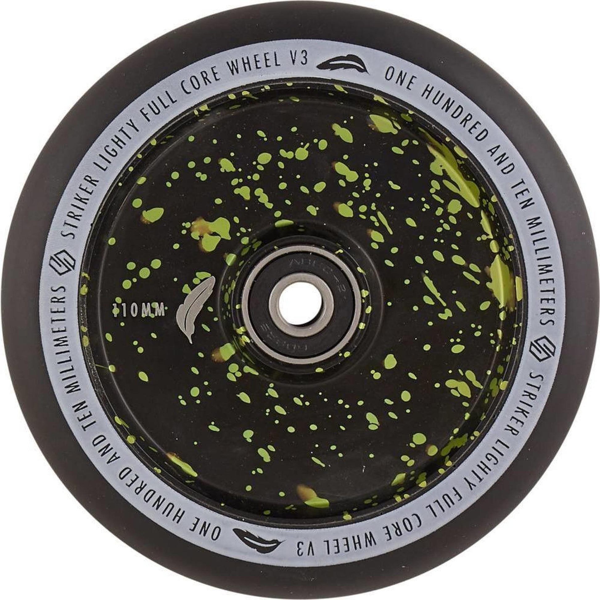 Striker Lighty Fullcore V3 Black PU 110mm Rueda Patinete - Splash Negro/Verde- Scootworld.es