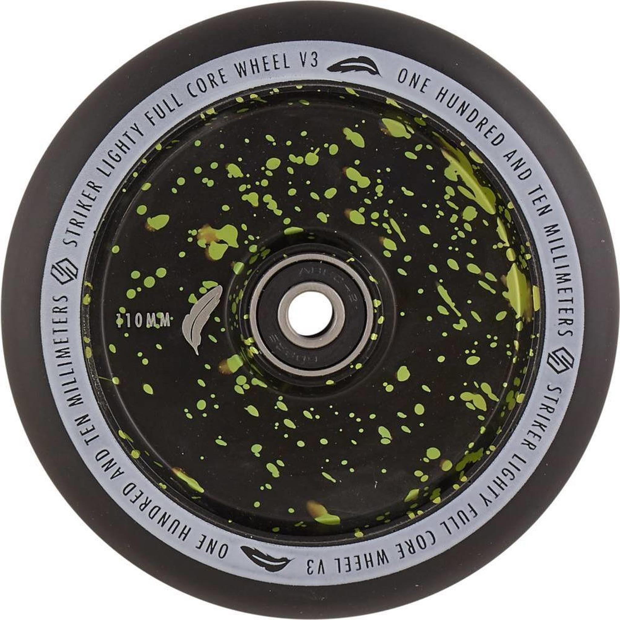 Striker Lighty Fullcore V3 Black PU 110mm Rueda Patinete - Splash Negro/Verde- Scootworld.es