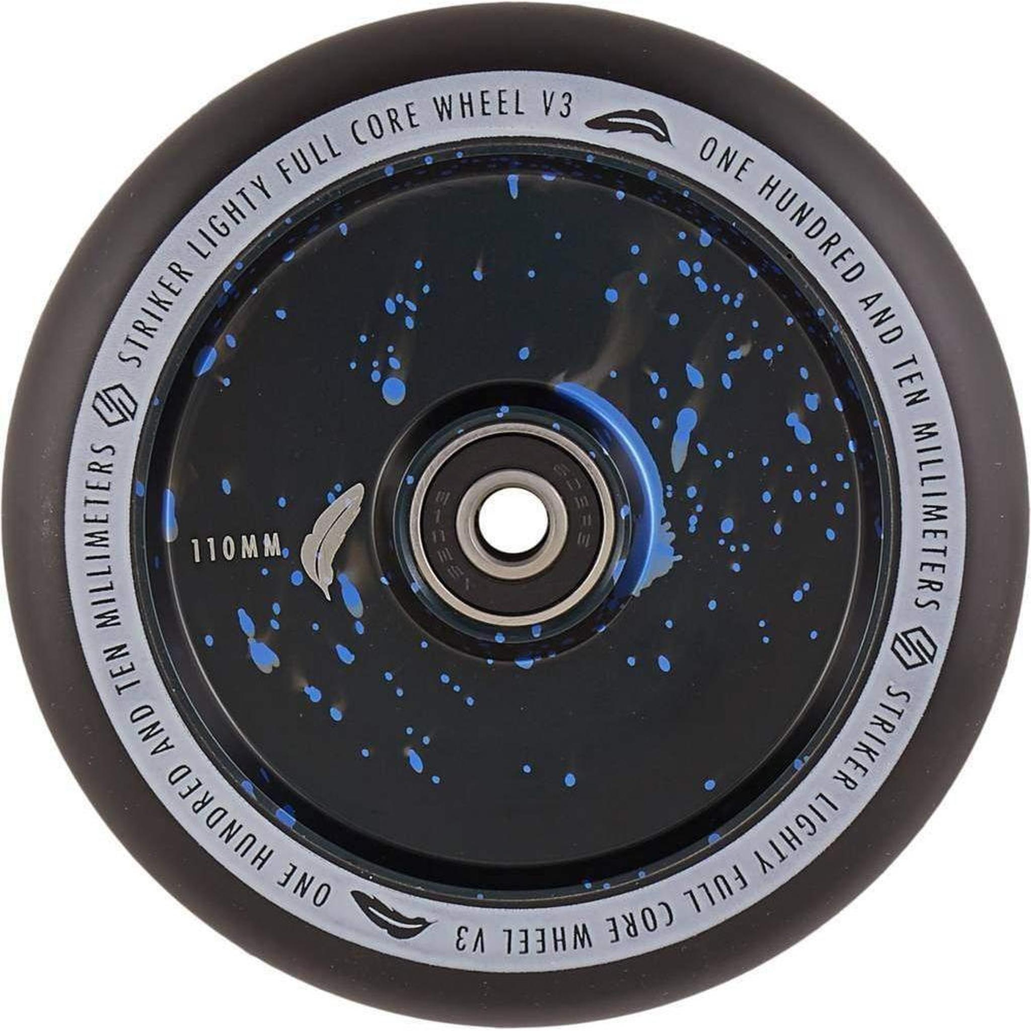 Striker Lighty Fullcore V3 Black PU 110mm Rueda Patinete - Splash Negro/Azul- Scootworld.es