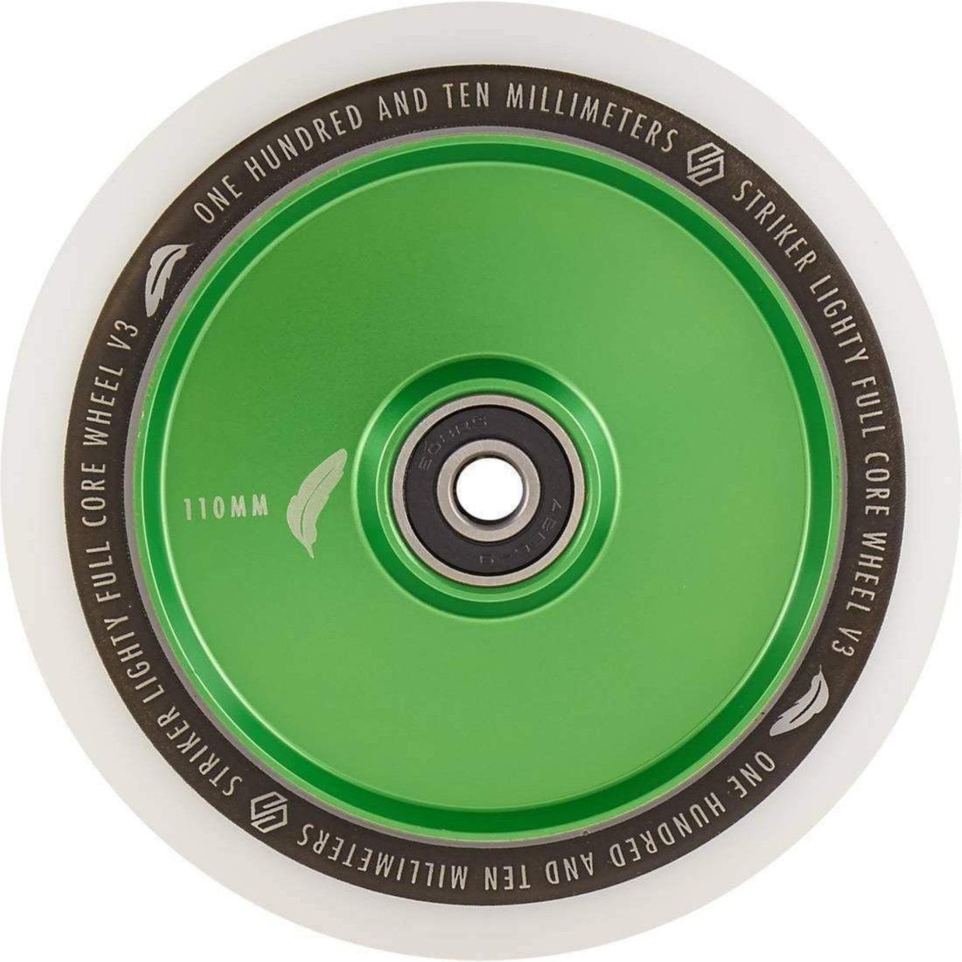 Striker Lighty Fullcore V3 White PU 110mm Rueda Patinete - Verde- Scootworld.es