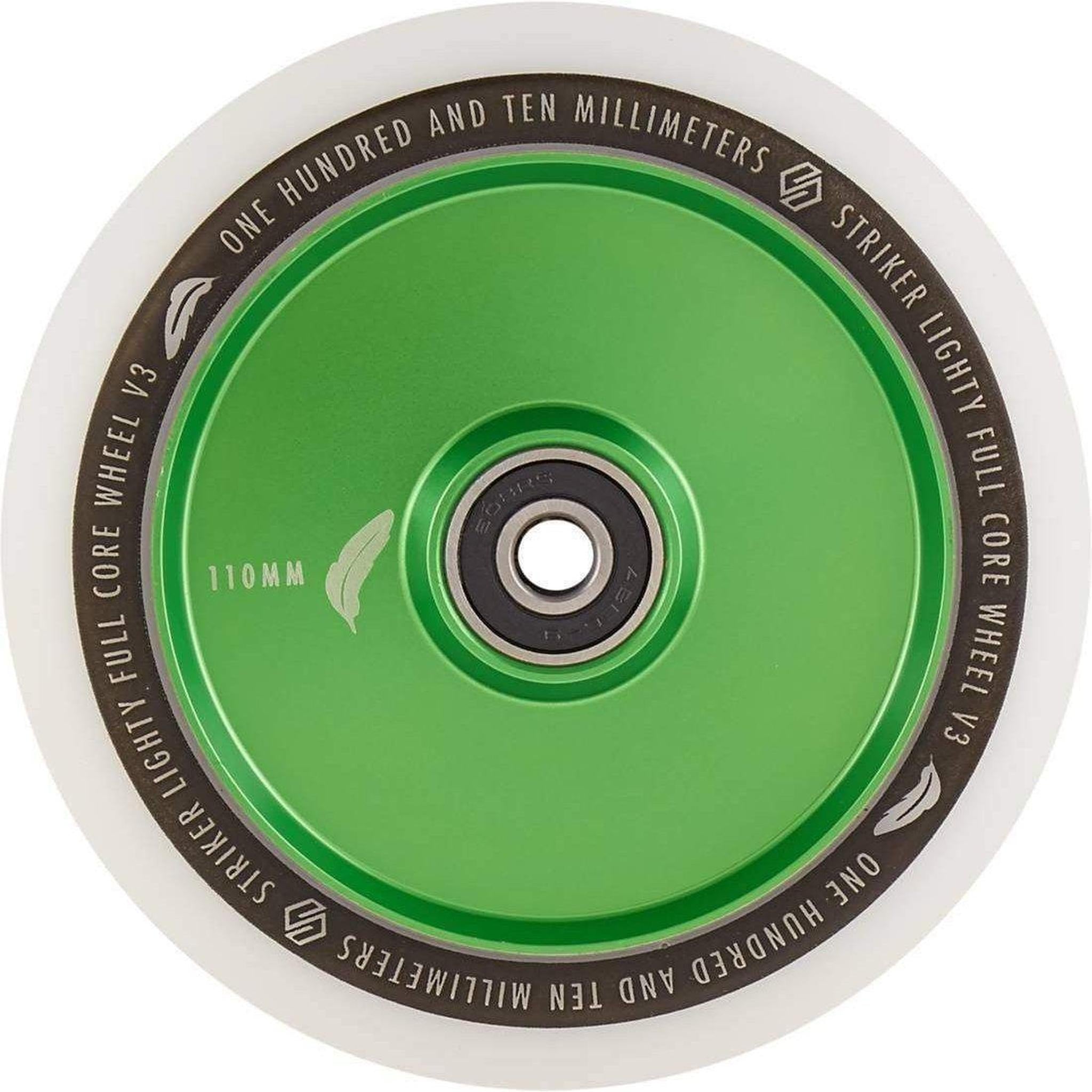 Striker Lighty Fullcore V3 White PU 110mm Rueda Patinete - Verde- Scootworld.es