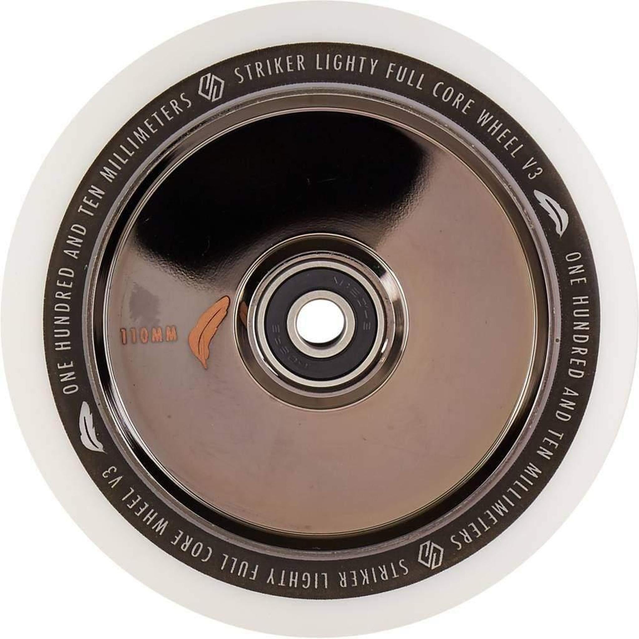 Striker Lighty Fullcore V3 White PU 110mm Rueda Patinete - Negro metalizado- Scootworld.es