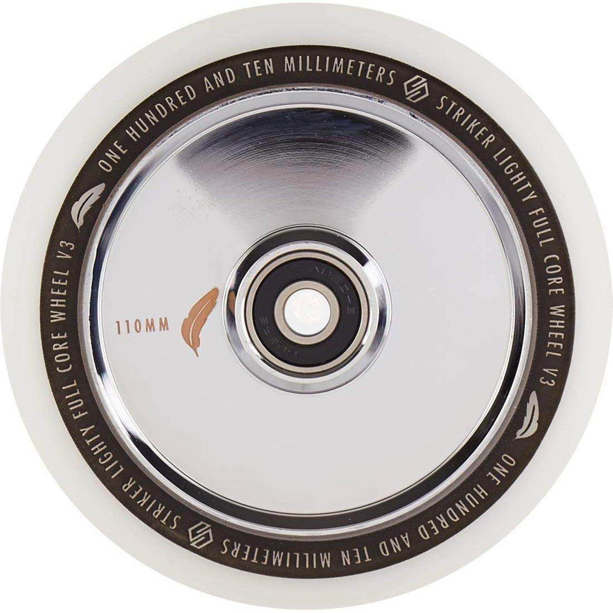 Striker Lighty Fullcore V3 White PU 110mm Rueda Patinete - Cromado- Scootworld.es